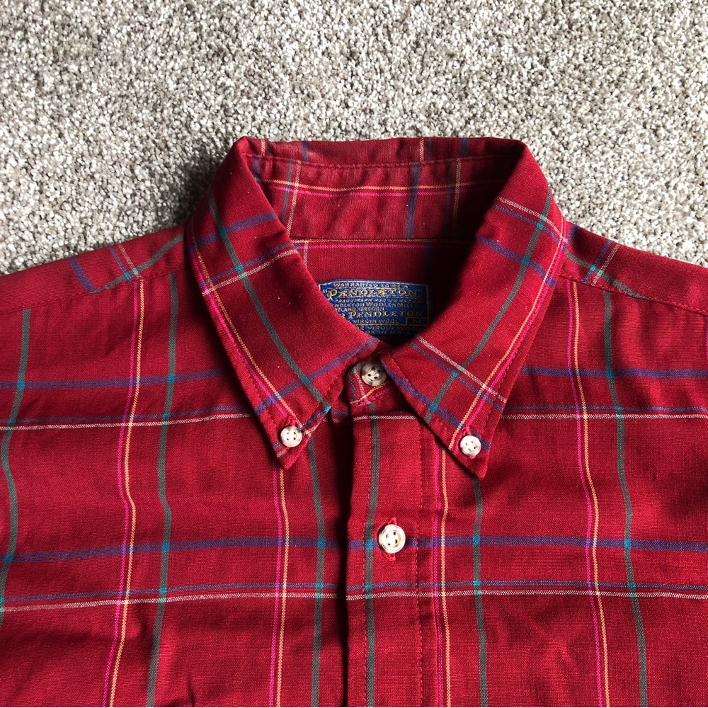 Pendleton Virgin Wool Button Down Shirt Red Size … - image 3